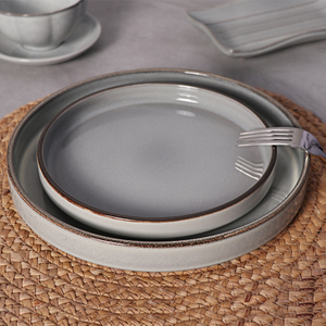 Grey Tape Dinnerware under Glazed Dinner Plate 10.5 Inch Restaurant Dishes Tableware