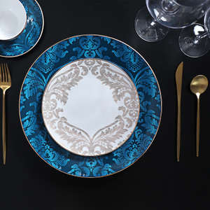 Nordic Dinnerware Sets Gold Rim Bone China Plates Set For Restaurant