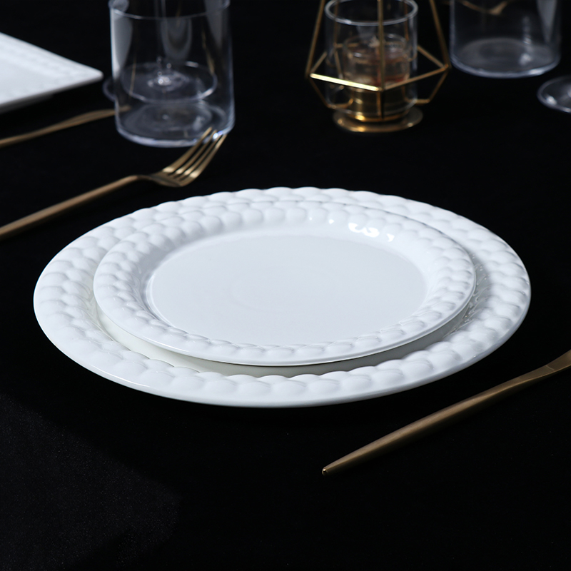 White porcelain dinner plate for hotel and restaurant wholesale