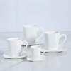 White porcelain coffee cup with square saucer modern tableware