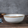Ceramic bowl with handle soup serving bowl rustic tableware
