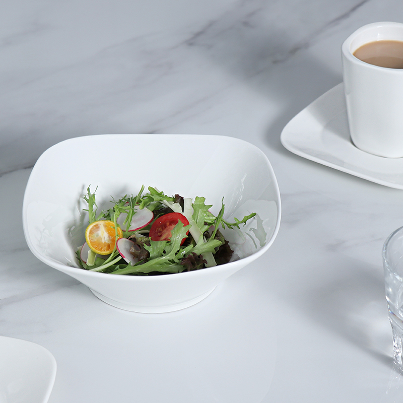 White porcelain salad bowl modern minimalist dining set