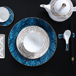 Hotels Supplier Royal Blue Bone China Tableware Set