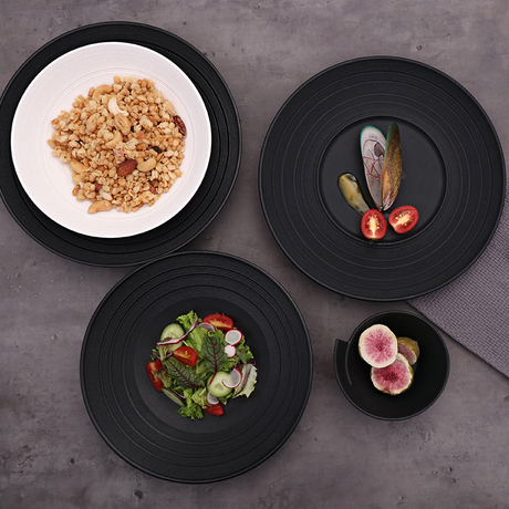 Black Restaurant Luxury Modern Dinnerware 8 Inch Ceramic Tableware for Dining And Restaurant Porcelain Plate Dinnerware