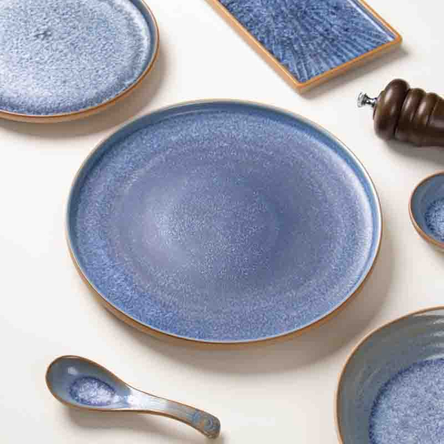 Commercial porcelain dinner plate manufactured for hotel dining