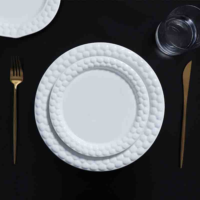 White porcelain restaurant dinner plate for bulk hospitality projects