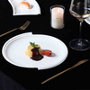 Modern white porcelain serving plate with irregular organic shape