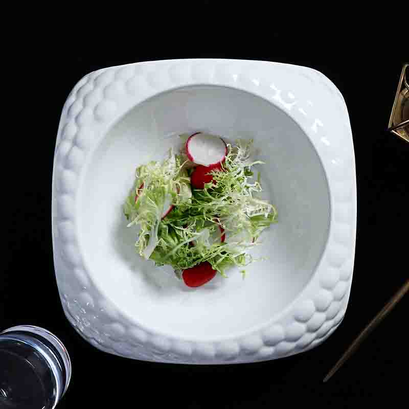 White porcelain salad bowl for restaurant and catering use