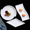 White irregular porcelain dinner plate for hotel and restaurant tableware