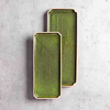 Green rectangular porcelain serving plate for restaurant